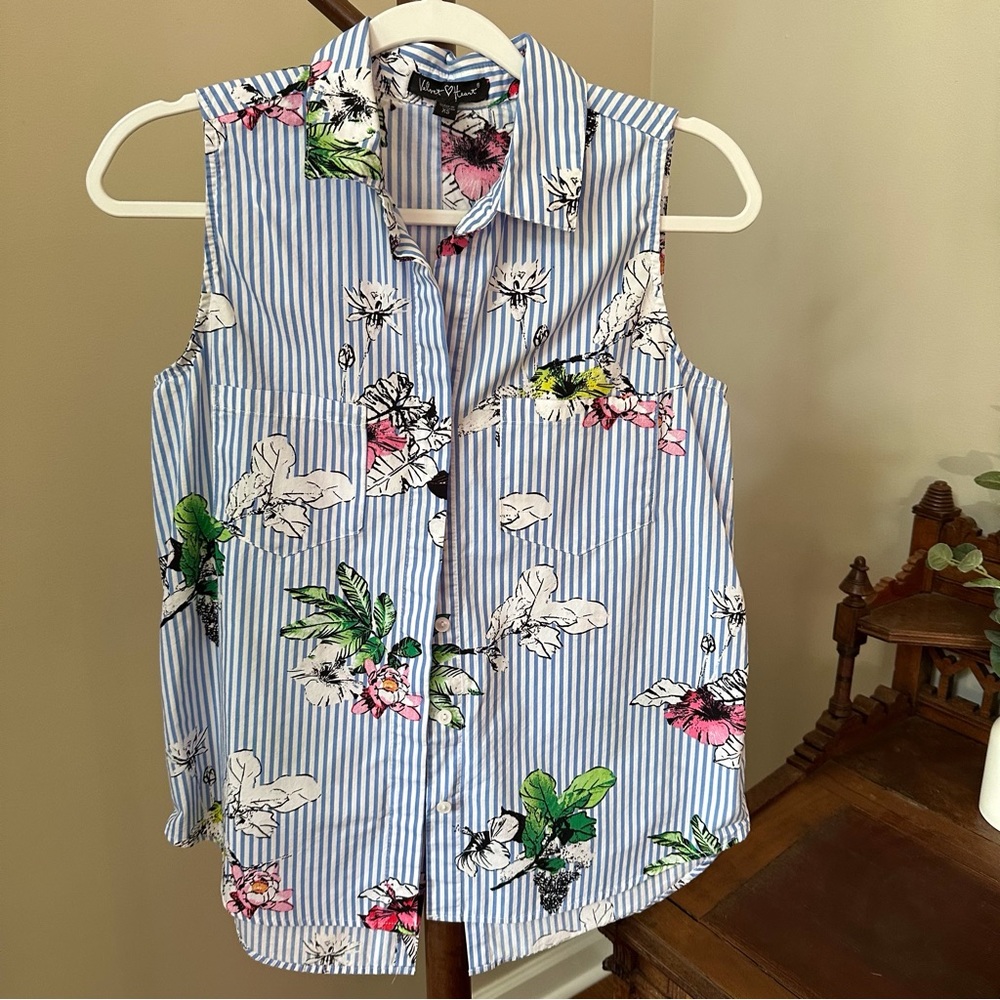 Velvet Heart Sleeveless Floral Button Front Top Shirt XS